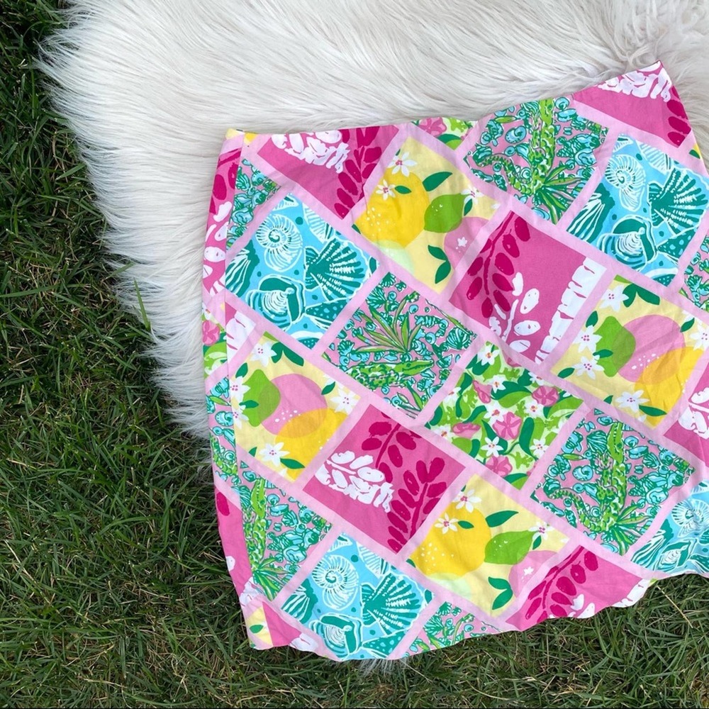 Lilly Pulitzer vintage patchwork lemon cotton skirt 4